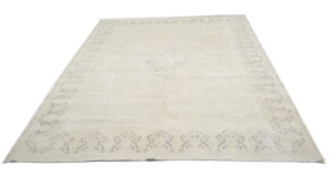 Antique Muted Beige Floral 10X13 Distressed Vintage Oriental Rug