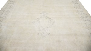 Antique Muted Beige Floral 10X13 Distressed Vintage Oriental Rug