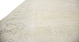 Antique Muted Beige Floral 10X13 Distressed Vintage Oriental Rug