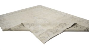 Antique Muted Beige Floral 10X13 Distressed Vintage Oriental Rug