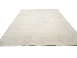Antique Muted Beige Floral 10X13 Distressed Vintage Oriental Rug