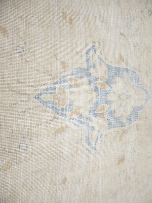 Antique Muted Beige Floral 10X13 Distressed Vintage Oriental Rug