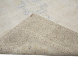 Antique Muted Beige Floral 10X13 Distressed Vintage Oriental Rug