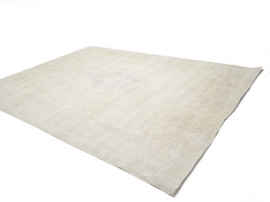 Antique Muted Beige Floral 10X13 Distressed Vintage Oriental Rug