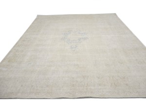 Antique Muted Beige Floral 10X13 Distressed Vintage Oriental Rug