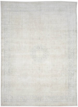 Antique Muted Beige Floral 10X13 Distressed Vintage Oriental Rug
