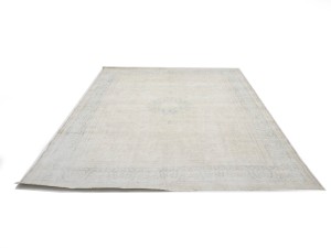 Antique Muted Beige Floral 10X13 Distressed Vintage Oriental Rug