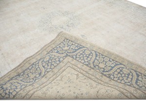 Antique Muted Beige Floral 10X13 Distressed Vintage Oriental Rug