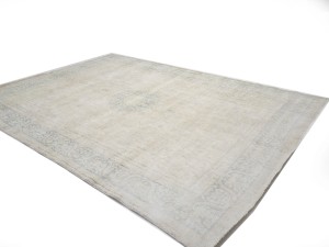 Antique Muted Beige Floral 10X13 Distressed Vintage Oriental Rug