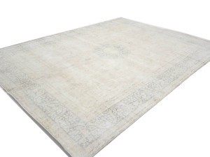 Antique Muted Beige Floral 10X13 Distressed Vintage Oriental Rug