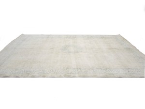 Antique Muted Beige Floral 10X13 Distressed Vintage Oriental Rug