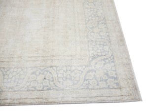 Antique Muted Beige Floral 10X13 Distressed Vintage Oriental Rug
