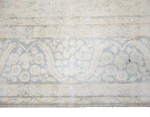 Antique Muted Beige Floral 10X13 Distressed Vintage Oriental Rug