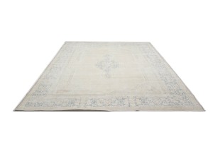 Antique Muted Beige Floral 10X13 Distressed Vintage Oriental Rug
