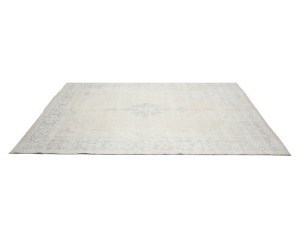 Antique Muted Beige Floral 10X13 Distressed Vintage Oriental Rug