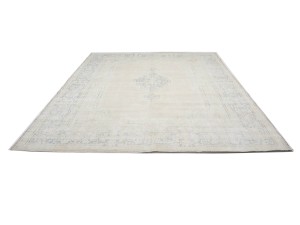 Antique Muted Beige Floral 10X13 Distressed Vintage Oriental Rug
