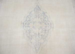 Antique Muted Beige Floral 10X13 Distressed Vintage Oriental Rug