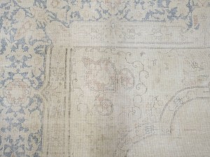 Antique Muted Beige Floral 10X13 Distressed Vintage Oriental Rug