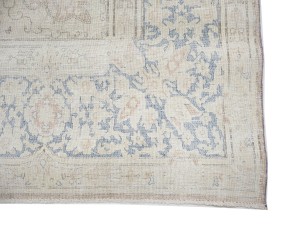 Antique Muted Beige Floral 10X13 Distressed Vintage Oriental Rug