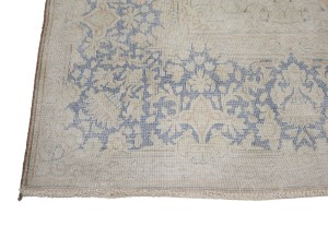 Antique Muted Beige Floral 9'5X12'7 Distressed Vintage Oriental Rug