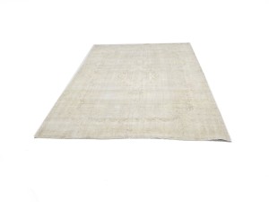 Antique Muted Beige Floral 7'9X11'6 Distressed Vintage Oriental Rug