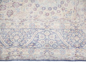 Antique Muted Navy Floral 10X13 Distressed Vintage Oriental Rug