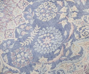 Antique Muted Navy Floral 10X13 Distressed Vintage Oriental Rug