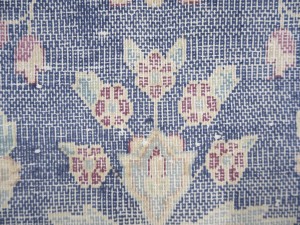 Antique Muted Navy Floral 10X13 Distressed Vintage Oriental Rug