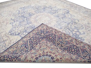 Antique Muted Navy Floral 10X13 Distressed Vintage Oriental Rug