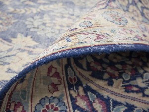 Antique Muted Navy Floral 10X13 Distressed Vintage Oriental Rug