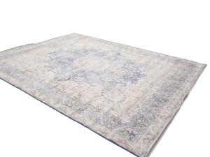 Antique Muted Navy Floral 10X13 Distressed Vintage Oriental Rug
