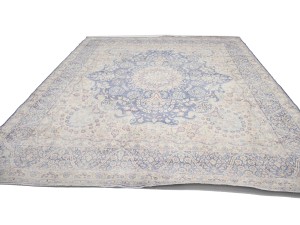 Antique Muted Navy Floral 10X13 Distressed Vintage Oriental Rug