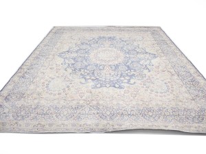Antique Muted Navy Floral 10X13 Distressed Vintage Oriental Rug
