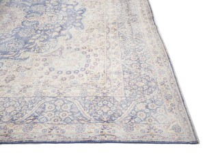 Antique Muted Navy Floral 10X13 Distressed Vintage Oriental Rug