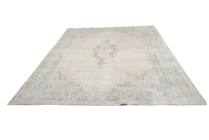 Antique Muted Floral 10X13 Distressed Vintage Oriental Rug