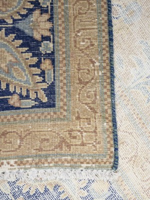 Antique Muted Navy Floral 10X13 Distressed Vintage Oriental Rug