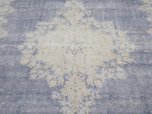 Antique Muted Navy Floral 10X13 Distressed Vintage Oriental Rug