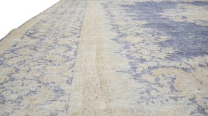 Antique Muted Navy Floral 10X13 Distressed Vintage Oriental Rug