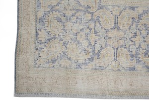 Antique Muted Navy Floral 10X13 Distressed Vintage Oriental Rug