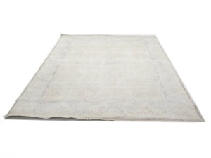 Antique Muted Beige Floral 10X13 Distressed Vintage Oriental Rug