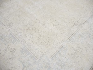 Antique Muted Beige Floral 10X13 Distressed Vintage Oriental Rug