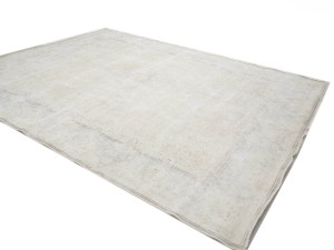 Antique Muted Beige Floral 10X13 Distressed Vintage Oriental Rug