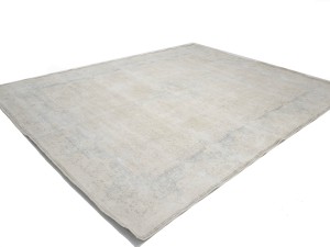 Antique Muted Beige Floral 10X13 Distressed Vintage Oriental Rug