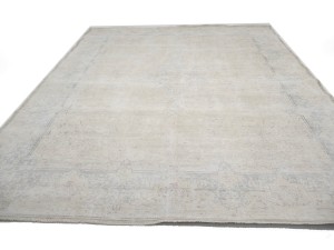 Antique Muted Beige Floral 10X13 Distressed Vintage Oriental Rug