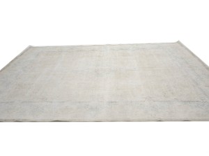 Antique Muted Beige Floral 10X13 Distressed Vintage Oriental Rug