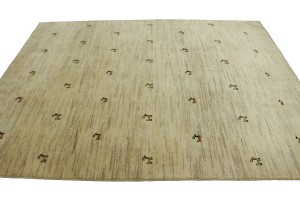 Cream Tribal 6'5X8'4 Gabbeh Persian Rug