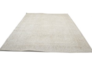 Antique Muted Beige Floral 9'8X12'4 Distressed Vintage Oriental Rug