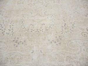 Antique Muted Beige Floral 9'8X12'4 Distressed Vintage Oriental Rug
