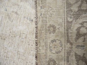 Antique Muted Beige Floral 9'8X12'4 Distressed Vintage Oriental Rug