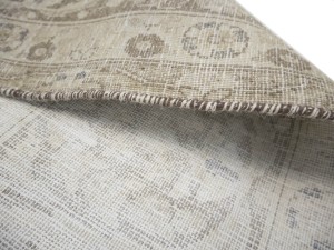 Antique Muted Beige Floral 9'8X12'4 Distressed Vintage Oriental Rug